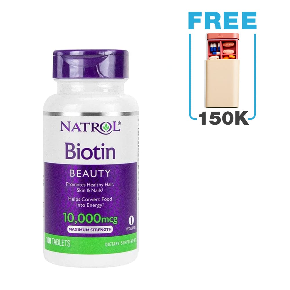 Viên uống hỗ trợ mọc tóc Natrol Biotin Beauty 10000 mcg (100 viên)