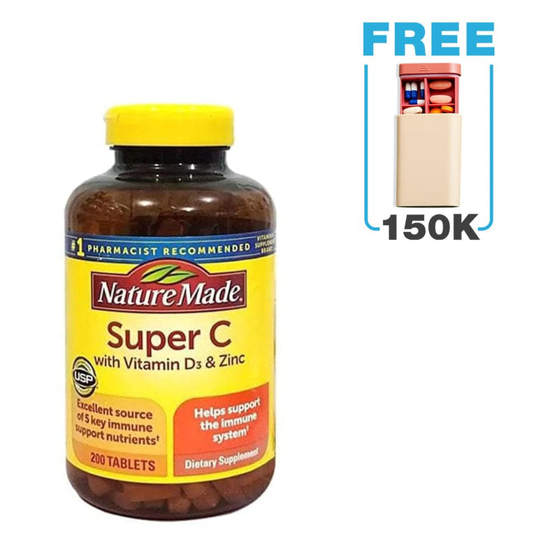 Viên uống tăng cường hệ miễn dịch Nature Made Super C with Vitamin D3 & ZinC (200 viên)