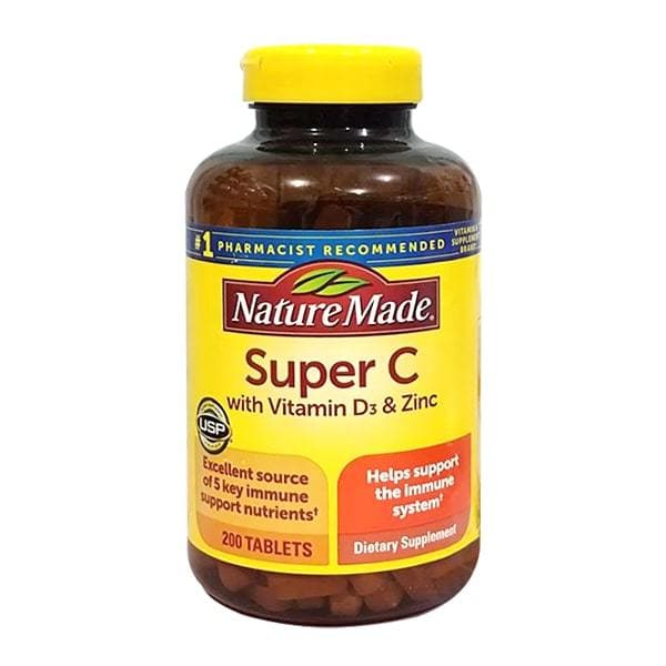 Viên uống tăng cường hệ miễn dịch Nature Made Super C with Vitamin D3 & ZinC (200 viên)