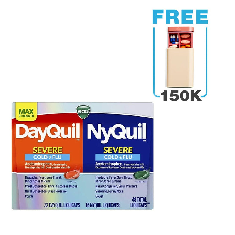Viên uống giảm ho và cảm cúm Vicks DayQuil & NyQuil Severe Cold & Flu (48 viên)