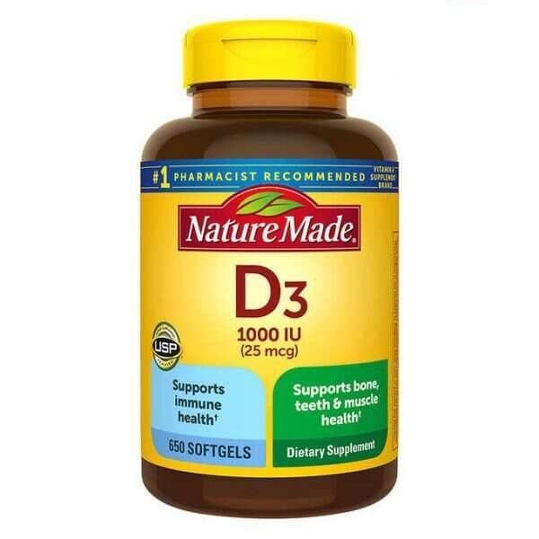 Viên uống Nature Made bổ sung Vitamin D3 1000IU 25mcg (650 viên)